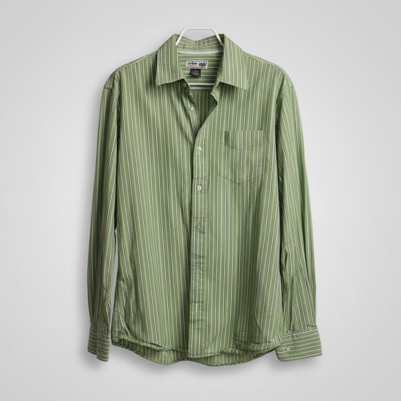 Van Heusen Other - Urban Pipeline UP Green Stripe Button Down Shirt Men’s M 100% Cotton